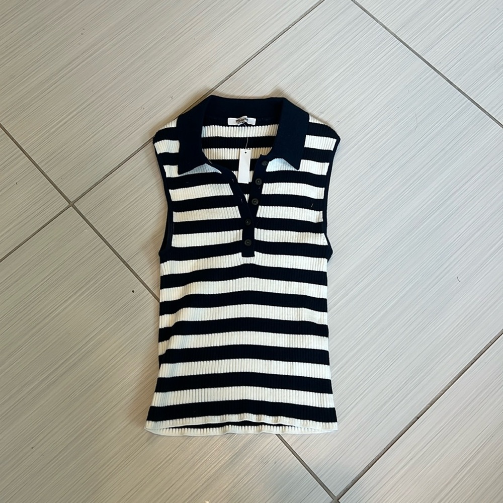 Madewell Owen Polo Sweater Tank in Stripe